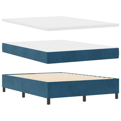 Letto a molle con materasso Blu Scuro 190 x 140 cm Velluto