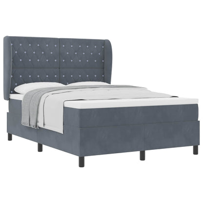 Letto a molle con materasso Grigio scuro 200 x 140 cm Velluto