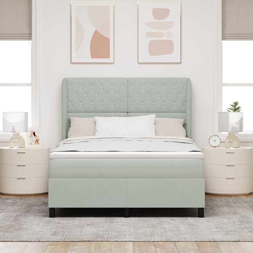 Letto a molle con materasso Grigio chiaro 200 x 160 cm Velluto