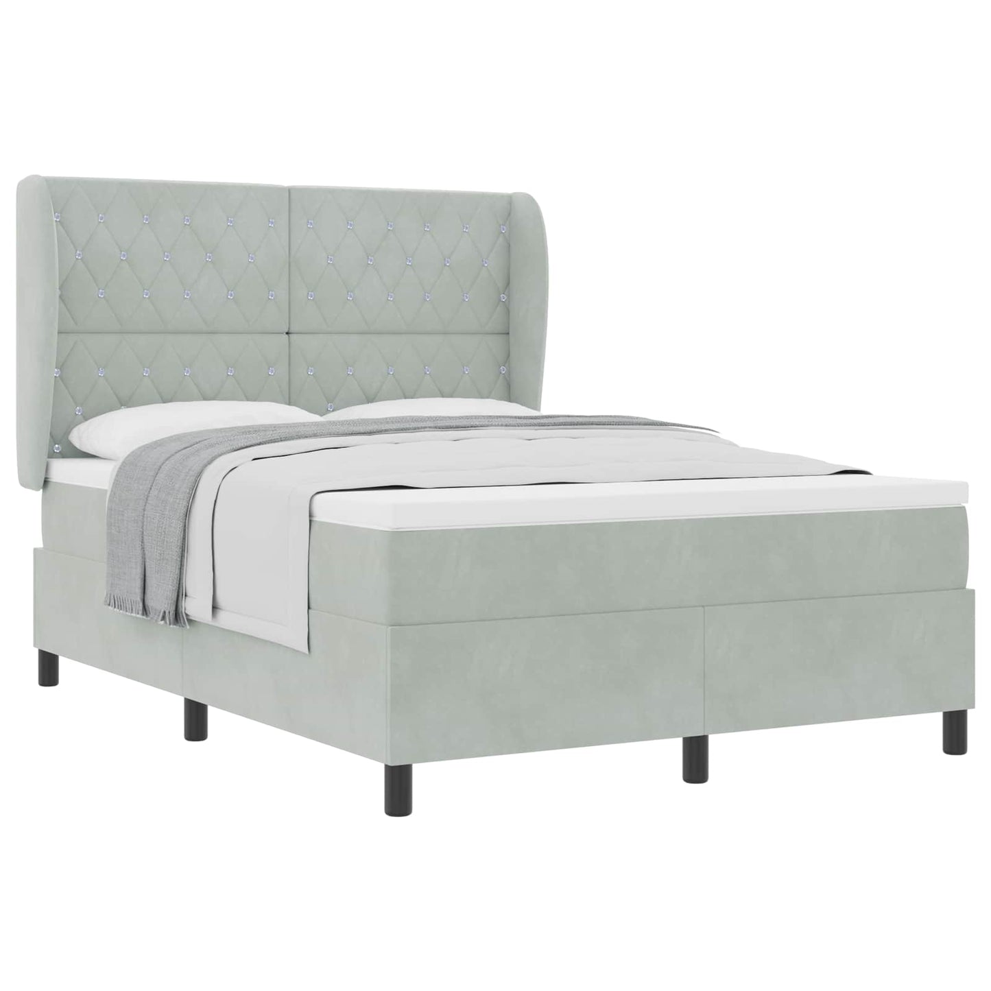 Letto a molle con materasso Grigio chiaro 200 x 160 cm Velluto