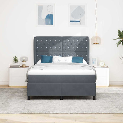 Letto a molle con materasso Grigio scuro 200 x 160 cm Velluto