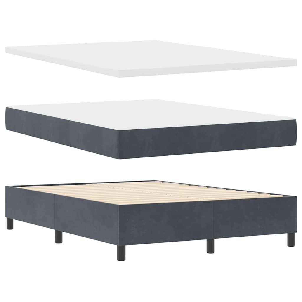 Letto a molle con materasso Grigio scuro 200 x 160 cm Velluto