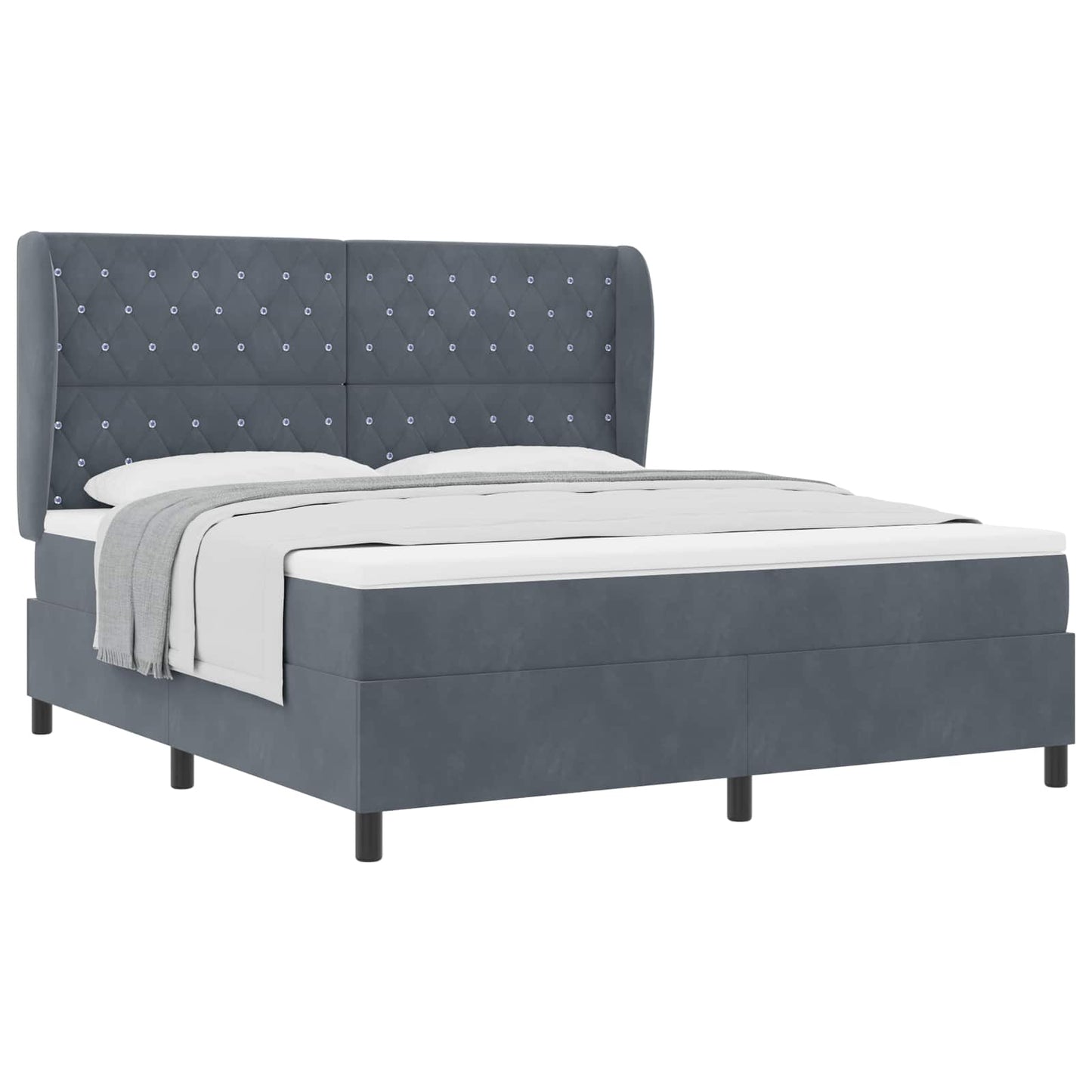 Letto a molle con materasso Grigio scuro 200 x 180 cm Velluto