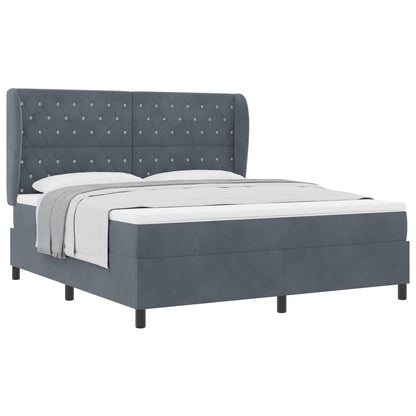 Letto a molle con materasso Grigio scuro 200 x 180 cm Velluto