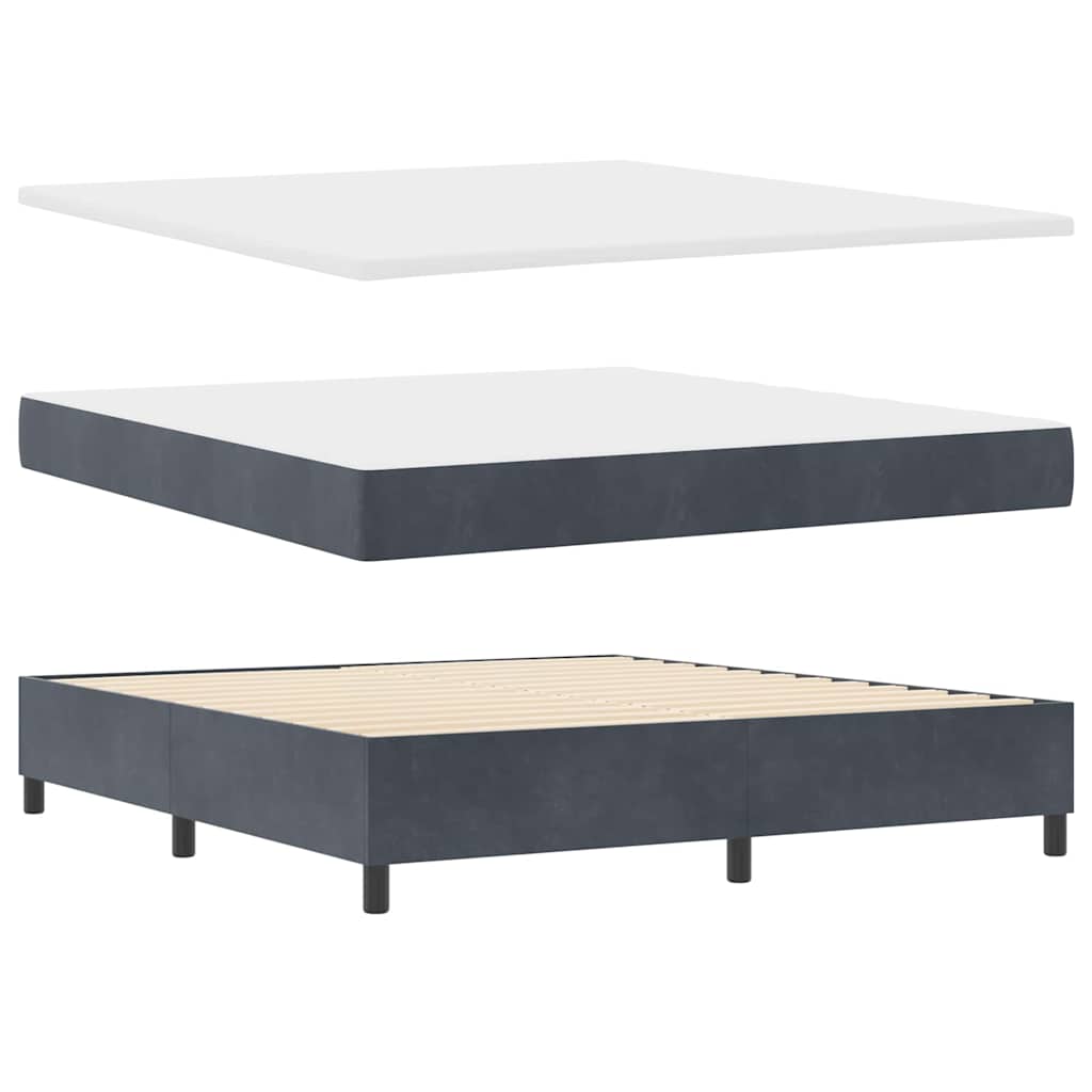 Letto a molle con materasso Grigio scuro 200 x 180 cm Velluto