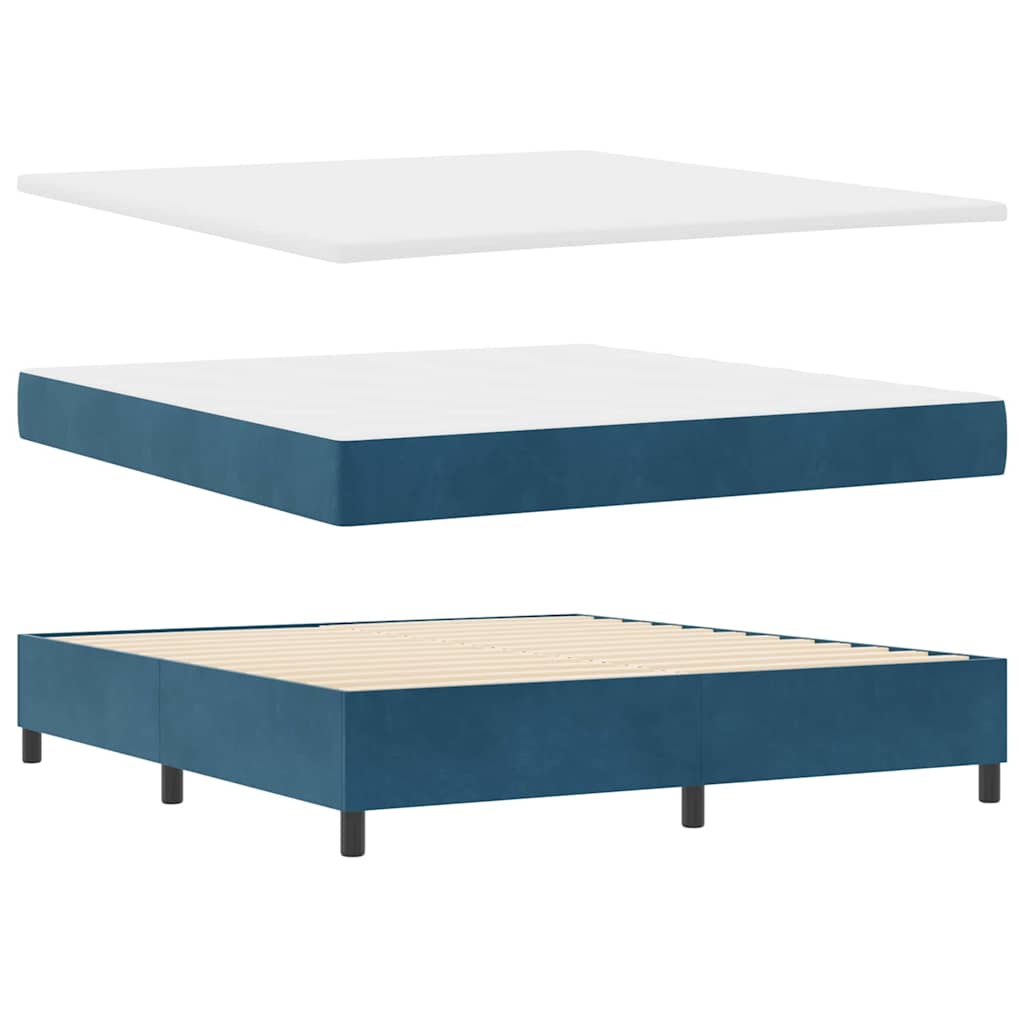 Letto a molle con materasso Blu Scuro 200 x 180 cm Velluto