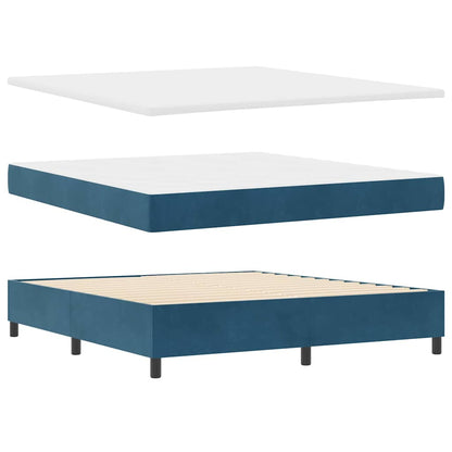 Letto a molle con materasso Blu Scuro 200 x 180 cm Velluto