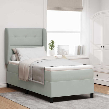 Letto a molle con materasso Grigio chiaro 200 x 80 cm Velluto