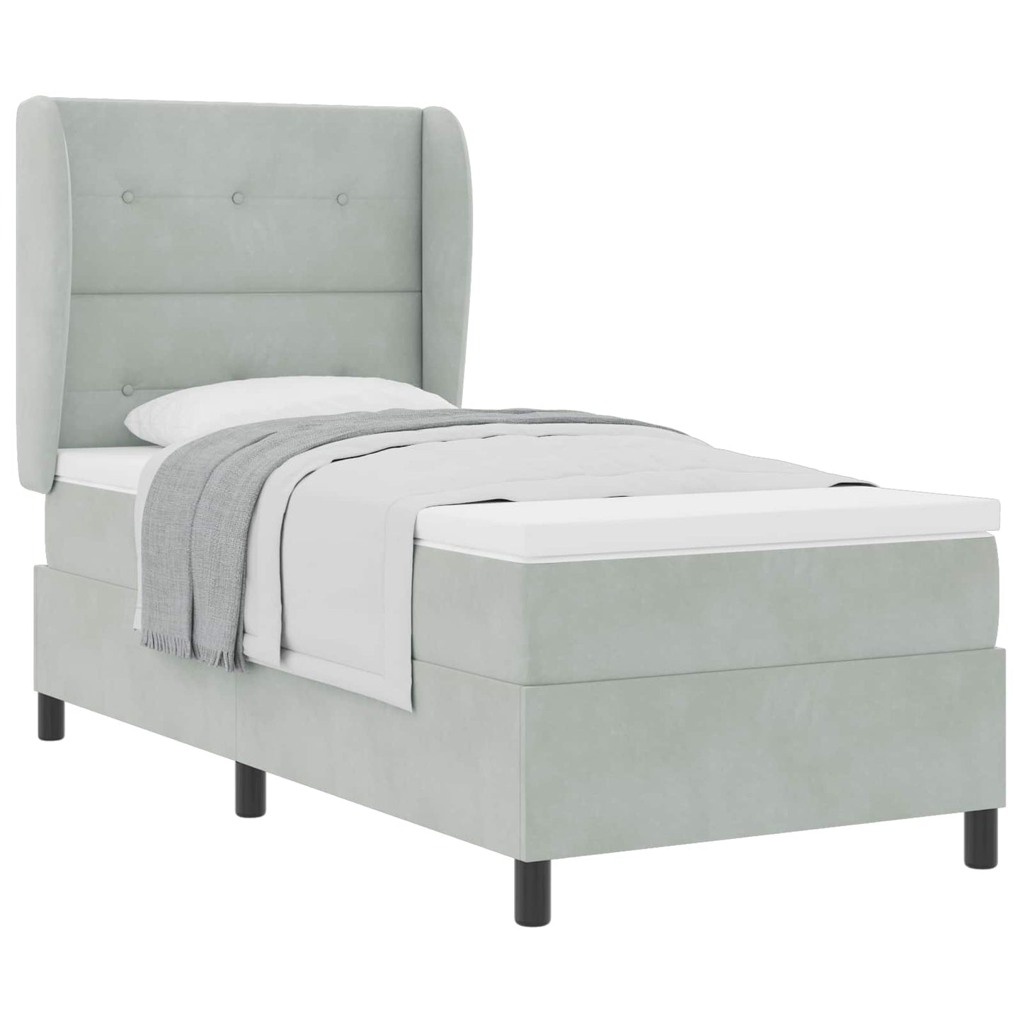 Letto a molle con materasso Grigio chiaro 200 x 80 cm Velluto