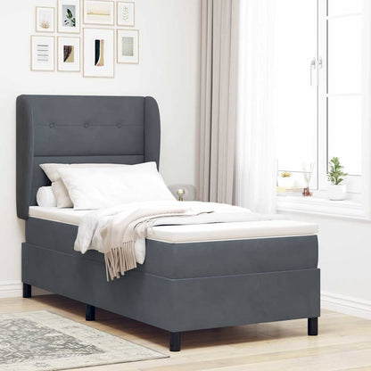 Letto a molle con materasso Grigio scuro 200 x 80 cm Velluto