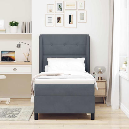 Letto a molle con materasso Grigio scuro 200 x 80 cm Velluto
