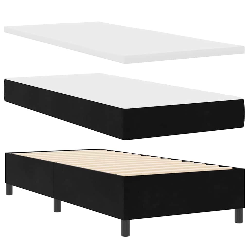 Letto a molle con materasso Nero 200 x 80 cm Velluto