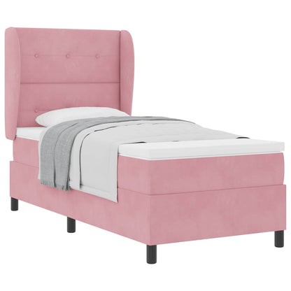 Letto a molle con materasso Rosa 200 x 80 cm Velluto