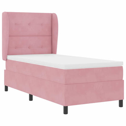 Letto a molle con materasso Rosa 200 x 80 cm Velluto