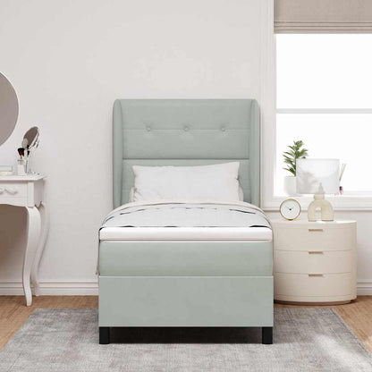 Letto a molle con materasso Grigio chiaro 190 x 90 cm Velluto