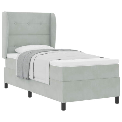 Letto a molle con materasso Grigio chiaro 200 x 90 cm Velluto