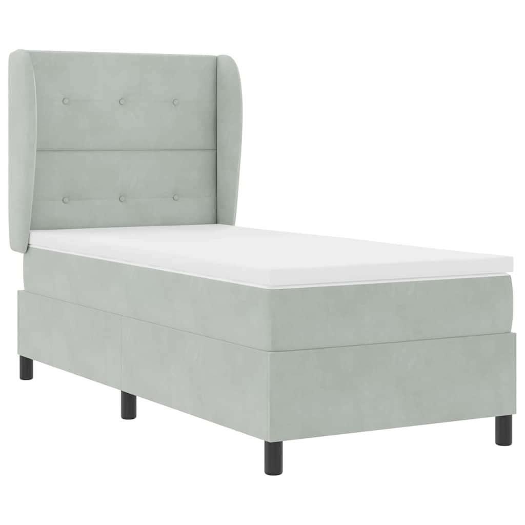 Letto a molle con materasso Grigio chiaro 200 x 90 cm Velluto