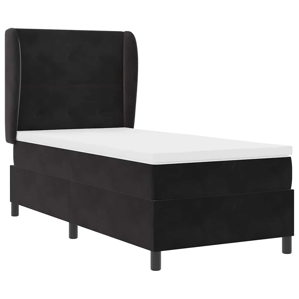 Letto a molle con materasso Nero 200 x 90 cm Velluto