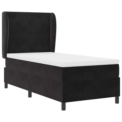 Letto a molle con materasso Nero 200 x 90 cm Velluto