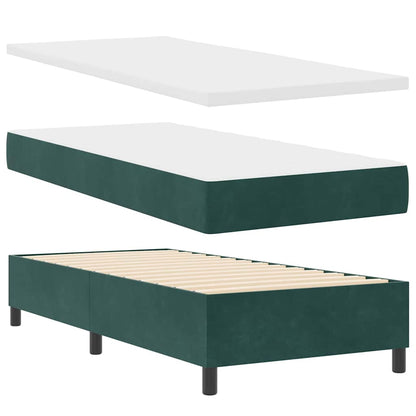 Letto a molle con materasso Verde Scuro 200 x 90 cm Velluto