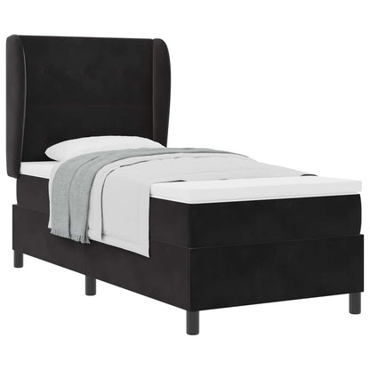 Letto a molle con materasso Nero 200 x 100 cm Velluto