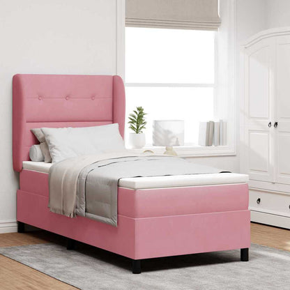 Letto a molle con materasso Rosa 200 x 100 cm Velluto