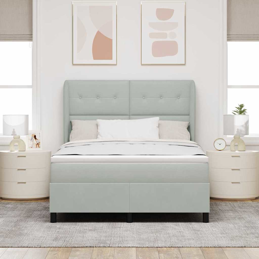 Letto a molle con materasso Grigio chiaro 190 x 140 cm Velluto