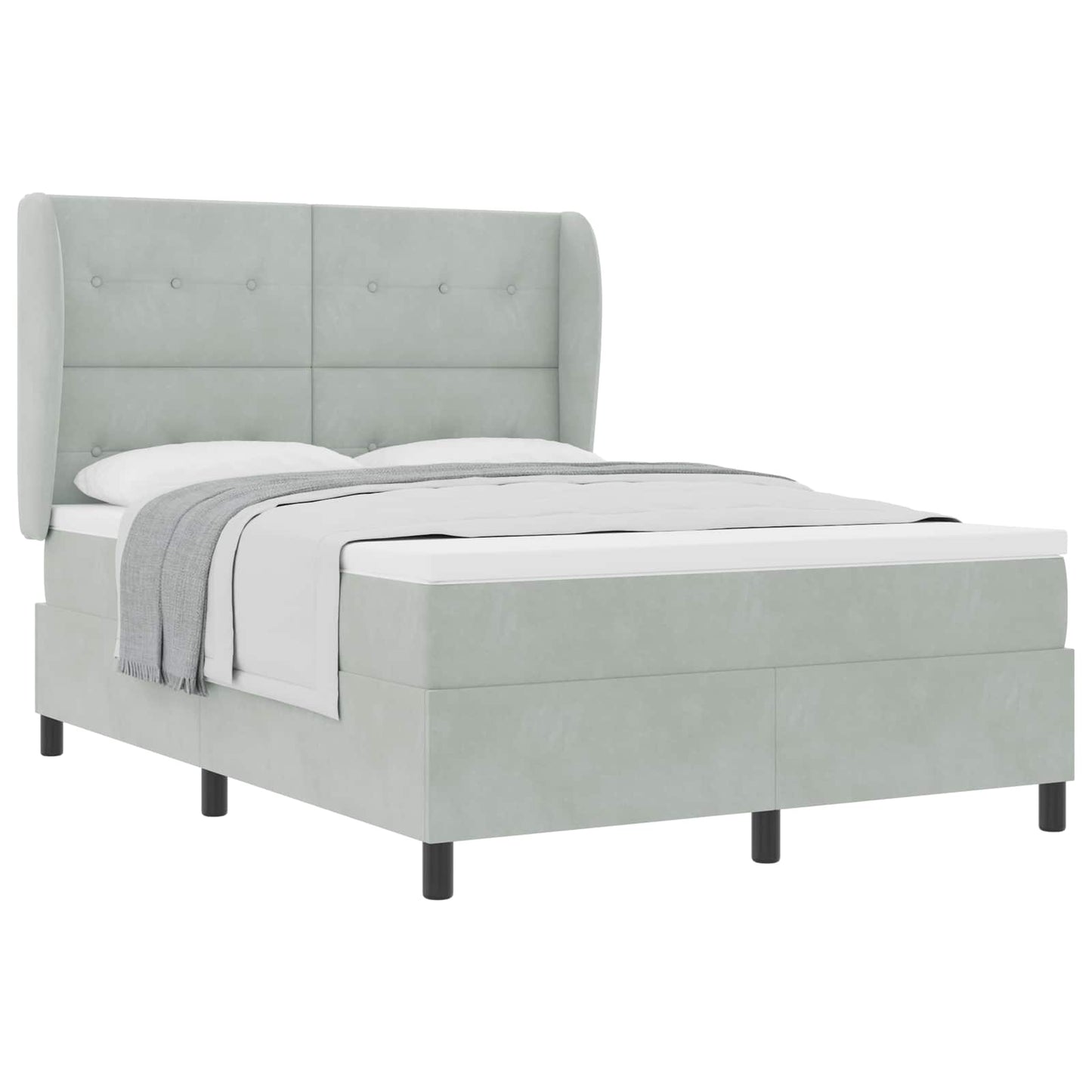 Letto a molle con materasso Grigio chiaro 190 x 140 cm Velluto