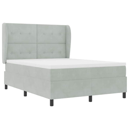 Letto a molle con materasso Grigio chiaro 190 x 140 cm Velluto
