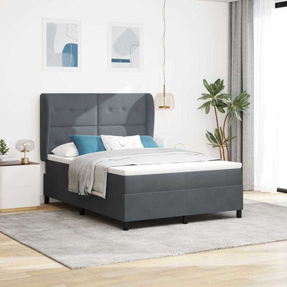 Letto a molle con materasso Grigio scuro 190 x 140 cm Velluto