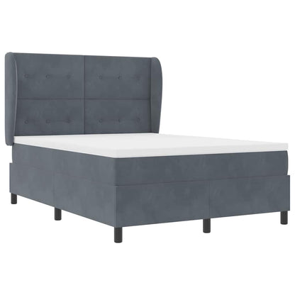 Letto a molle con materasso Grigio scuro 190 x 140 cm Velluto