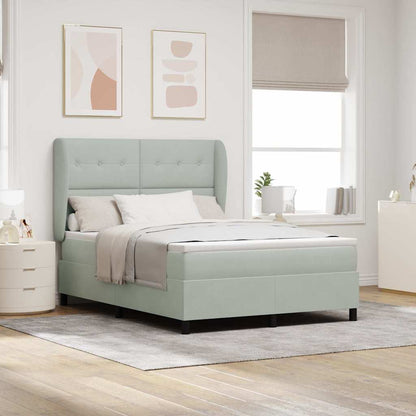 Letto a molle con materasso Grigio chiaro 200 x 140 cm Velluto