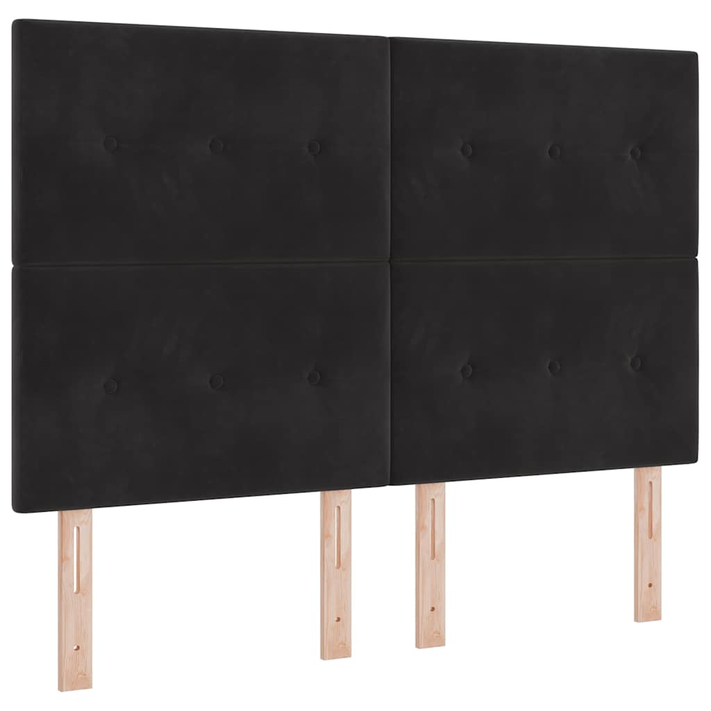 Letto a molle con materasso Nero 200 x 140 cm Velluto