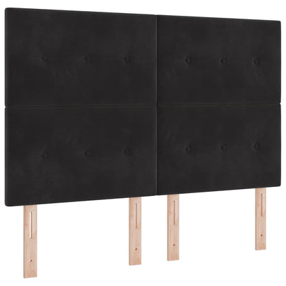 Letto a molle con materasso Nero 200 x 140 cm Velluto