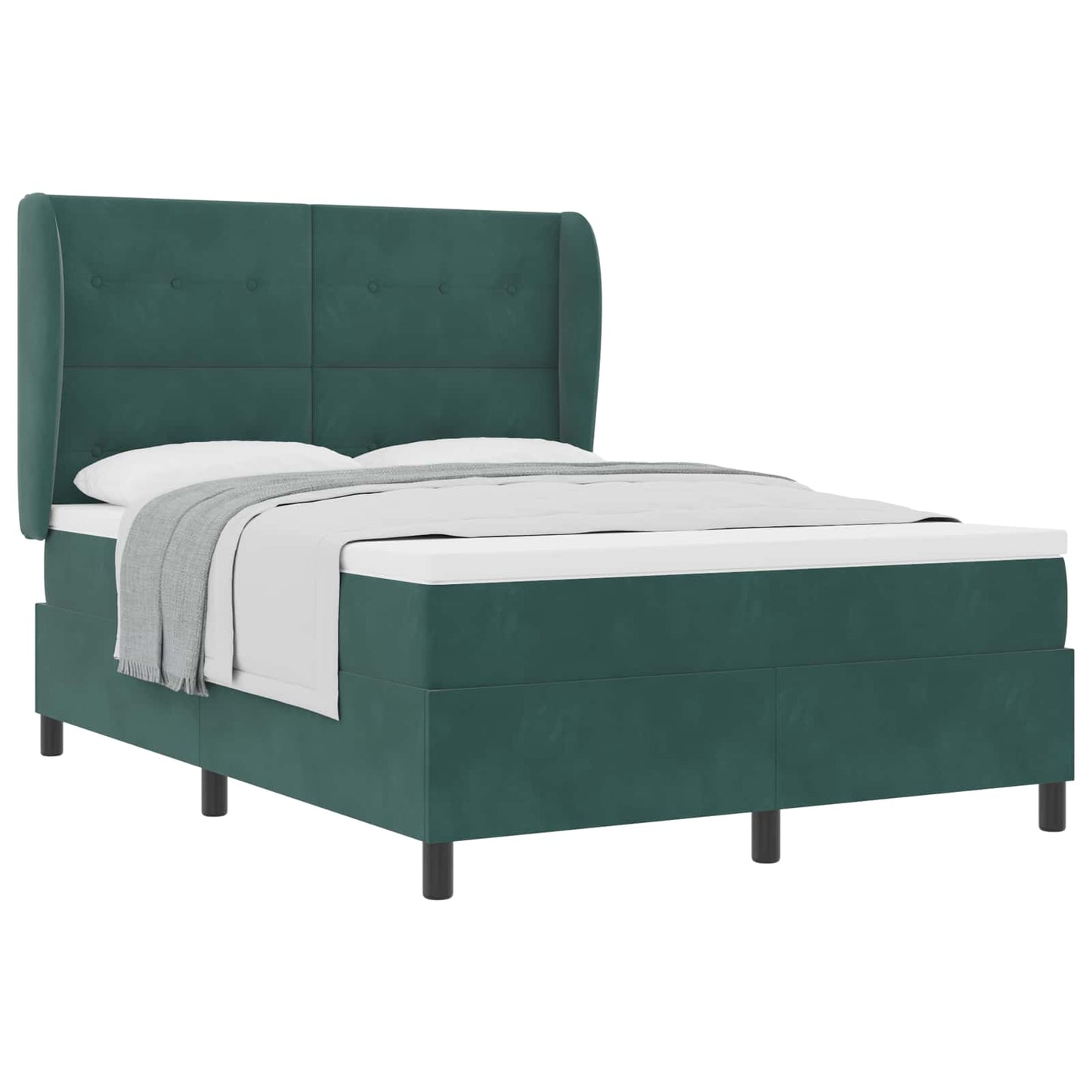 Letto a molle con materasso Verde Scuro 200 x 140 cm Velluto