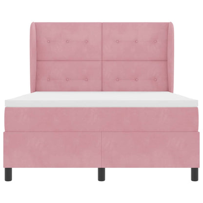 Letto a molle con materasso Rosa 200 x 140 cm Velluto