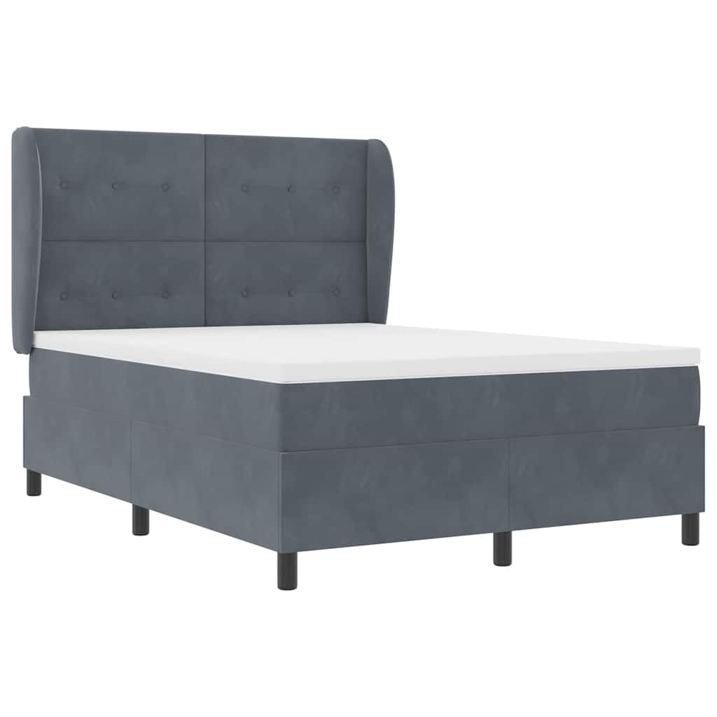 Letto a molle con materasso Grigio scuro 200 x 160 cm Velluto