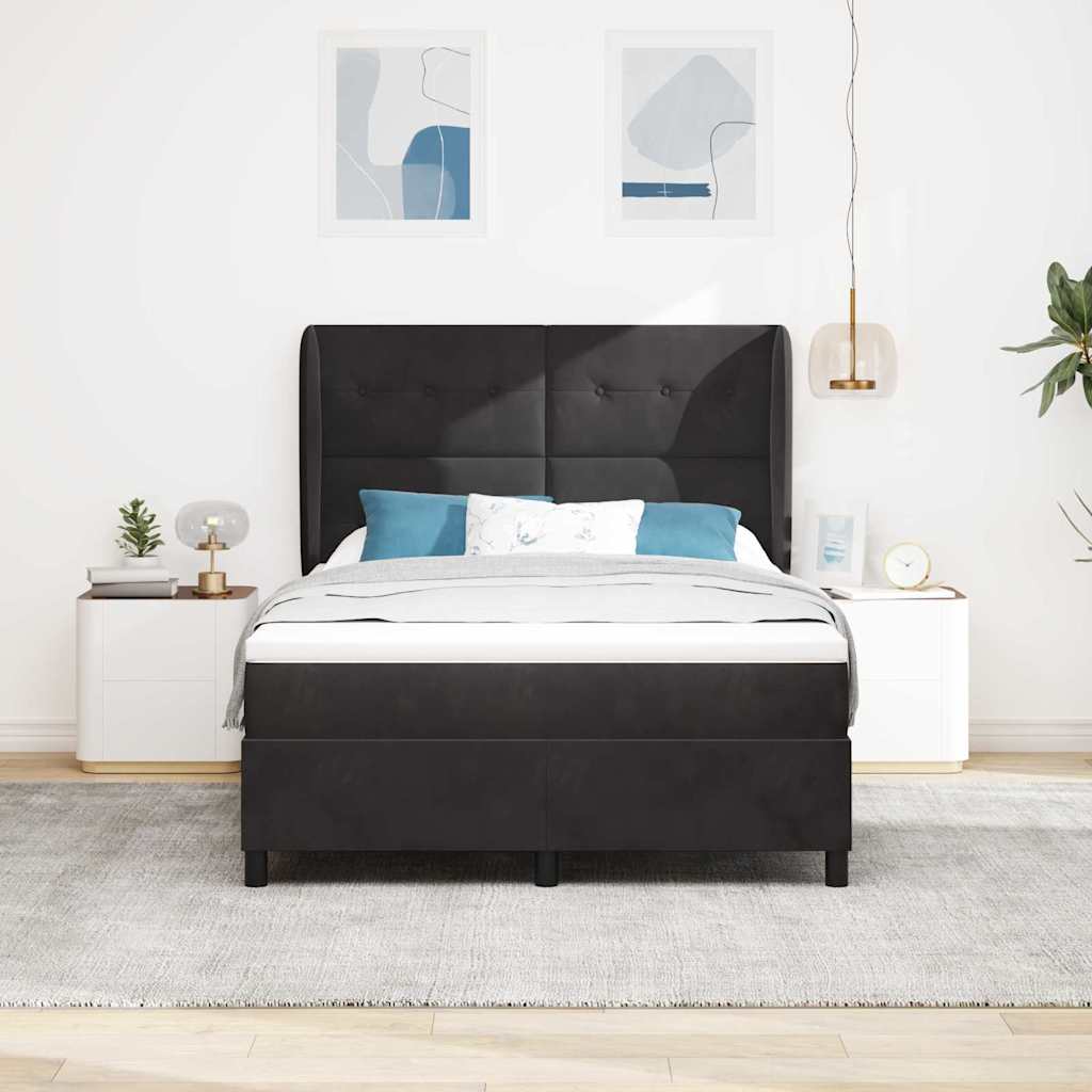 Letto a molle con materasso Nero 200 x 160 cm Velluto