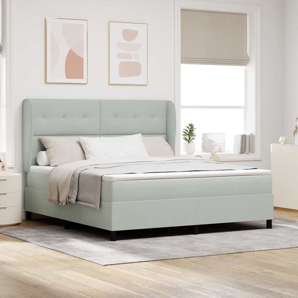Letto a molle con materasso Grigio chiaro 200 x 180 cm Velluto
