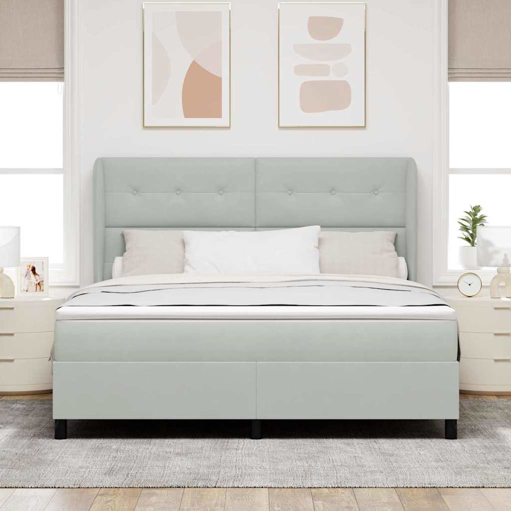 Letto a molle con materasso Grigio chiaro 200 x 180 cm Velluto