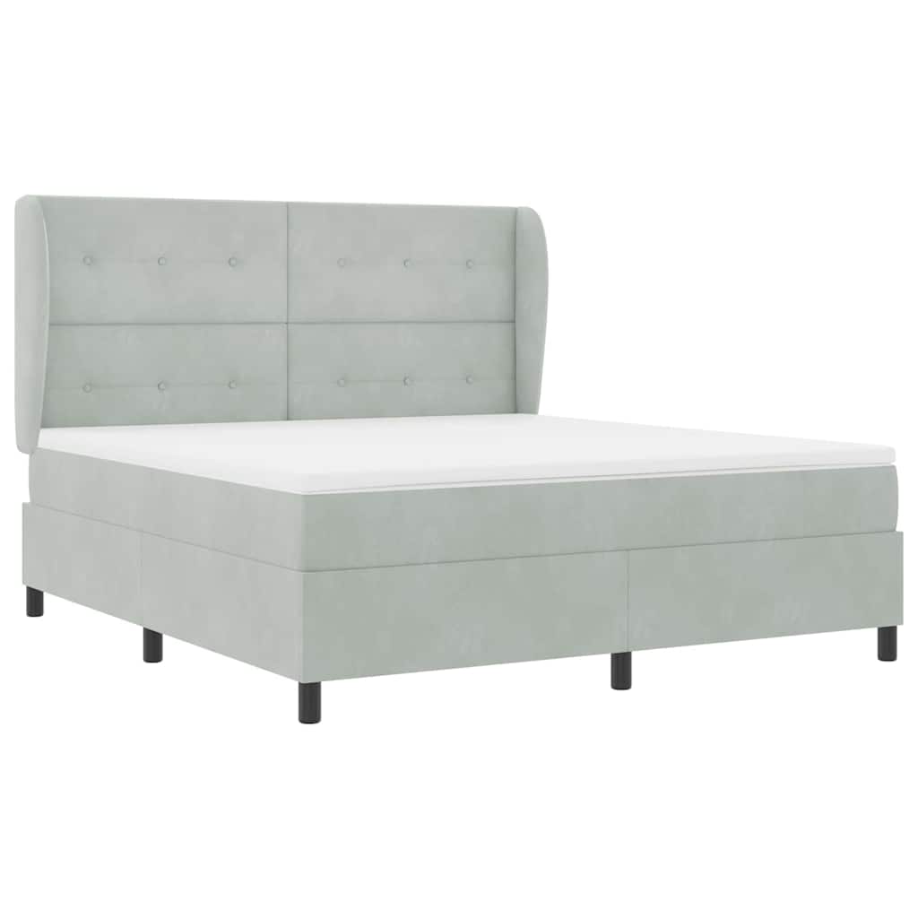 Letto a molle con materasso Grigio chiaro 200 x 180 cm Velluto