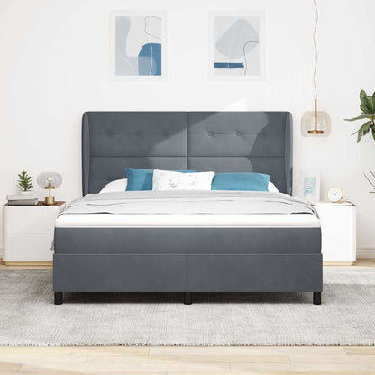 Letto a molle con materasso Grigio scuro 200 x 180 cm Velluto