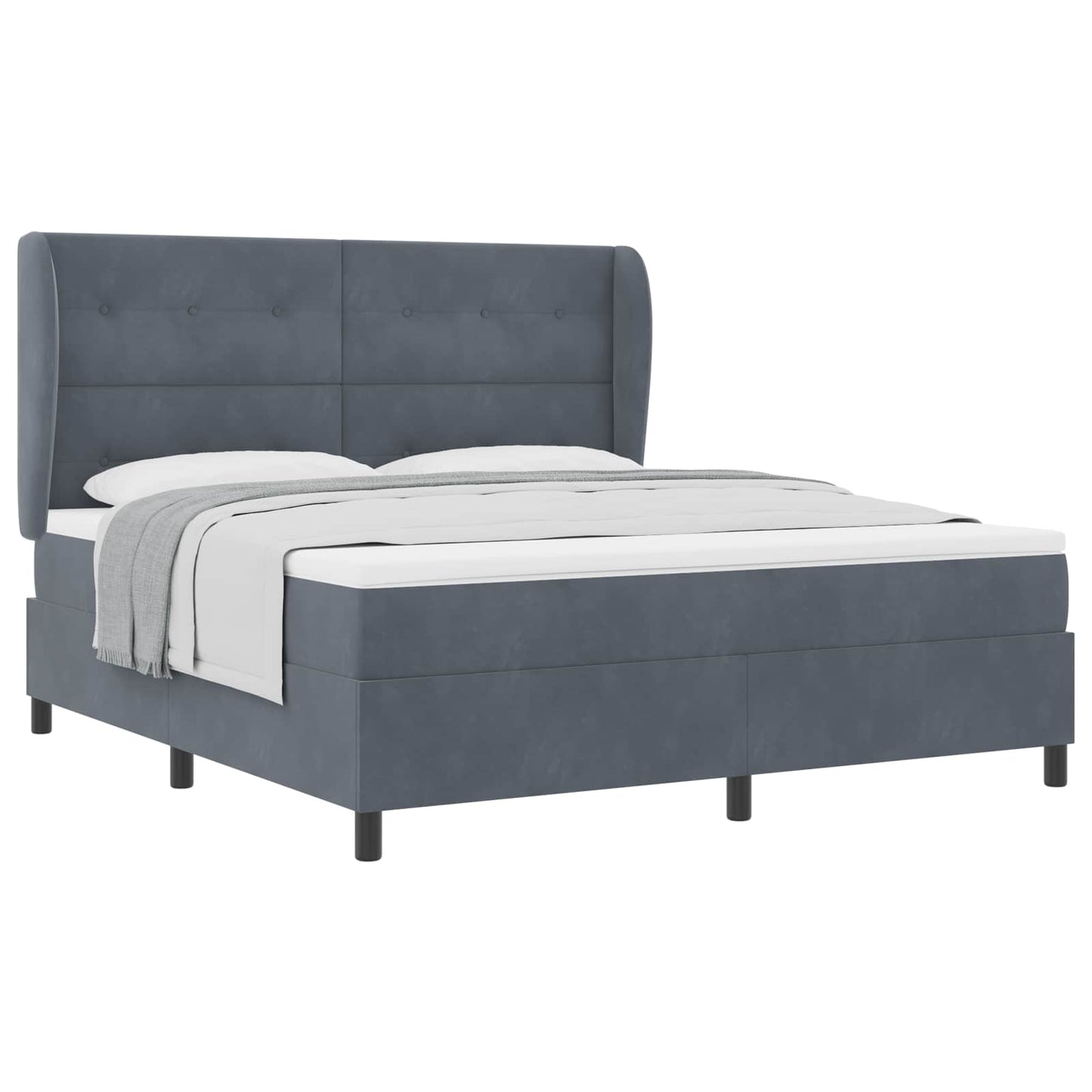 Letto a molle con materasso Grigio scuro 200 x 180 cm Velluto