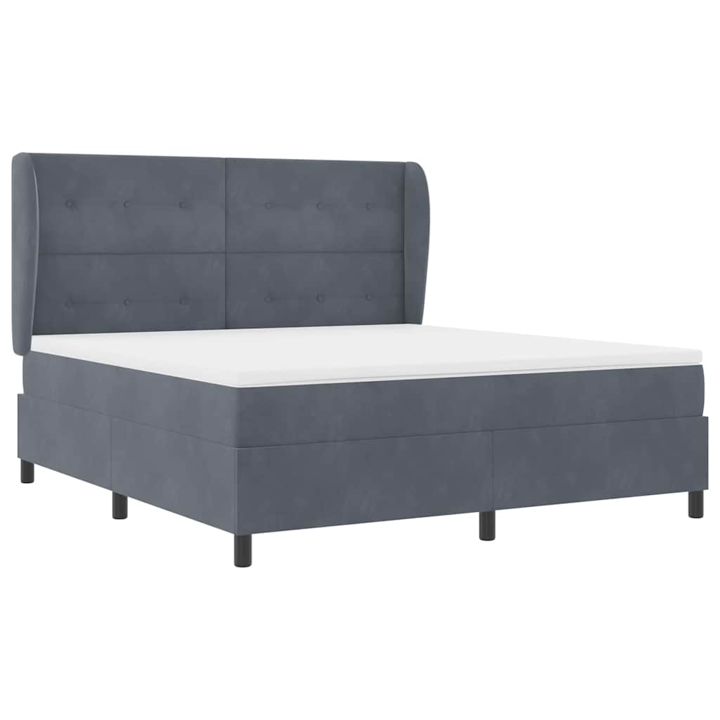 Letto a molle con materasso Grigio scuro 200 x 180 cm Velluto