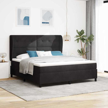 Letto a molle con materasso Nero 200 x 180 cm Velluto