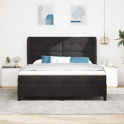 Letto a molle con materasso Nero 200 x 180 cm Velluto