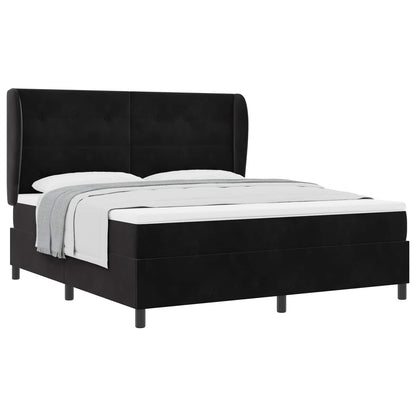 Letto a molle con materasso Nero 200 x 180 cm Velluto