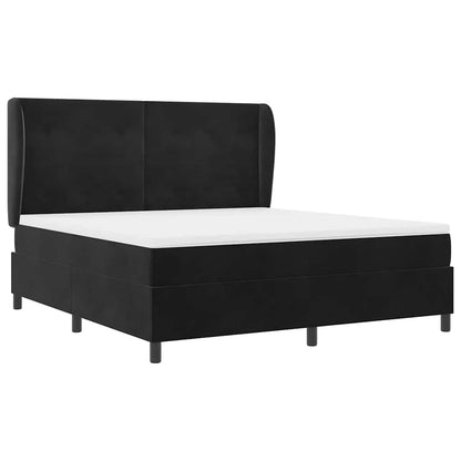 Letto a molle con materasso Nero 200 x 180 cm Velluto