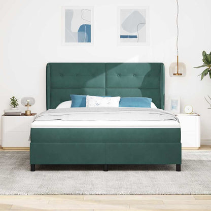 Letto a molle con materasso Verde Scuro 200 x 180 cm Velluto