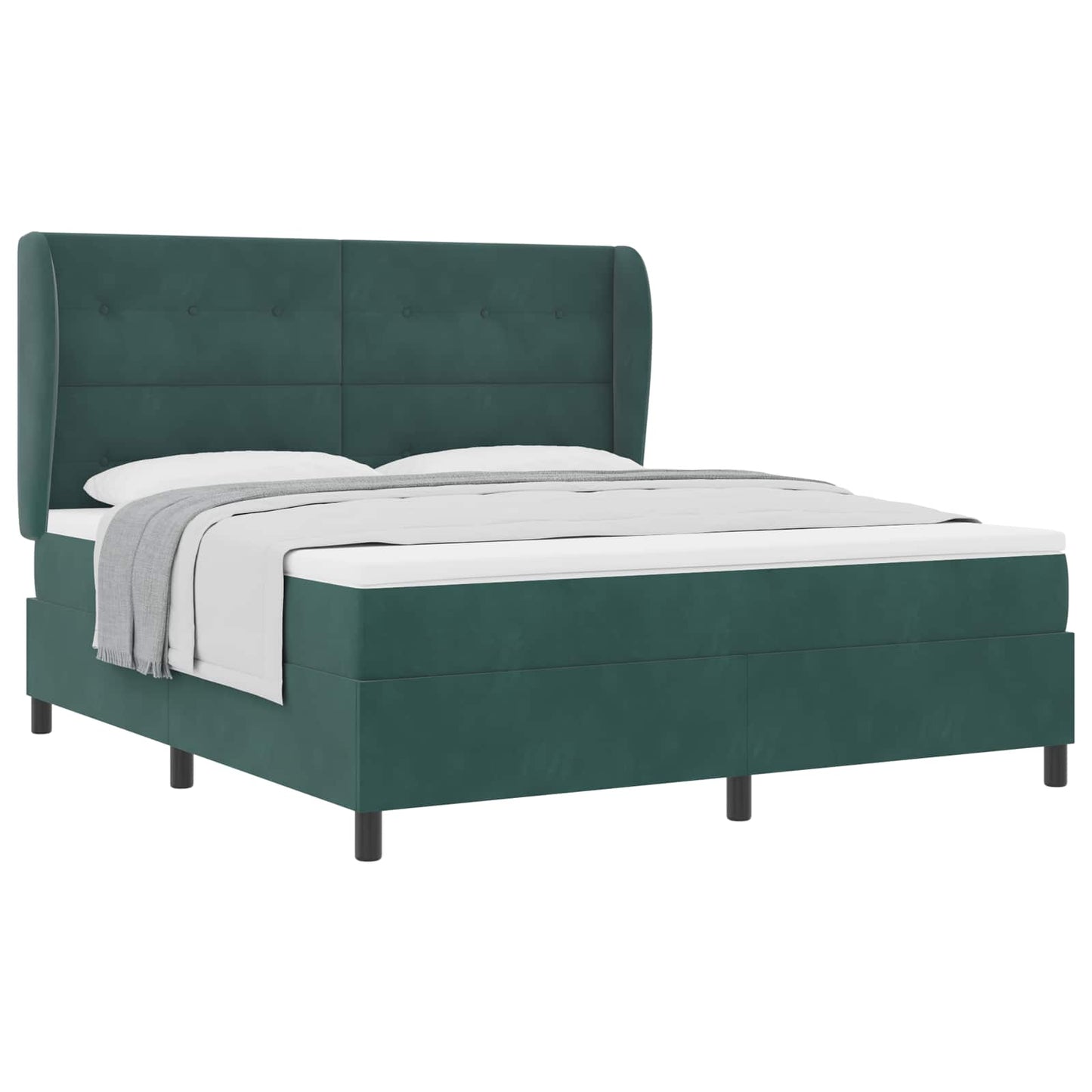 Letto a molle con materasso Verde Scuro 200 x 180 cm Velluto